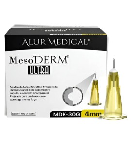 Agulha De Lebel Ultra Fina Trifacetada MesoDerm MDK Ultra 30g 4mm Caixa C/100 Unidades - Alur Medical