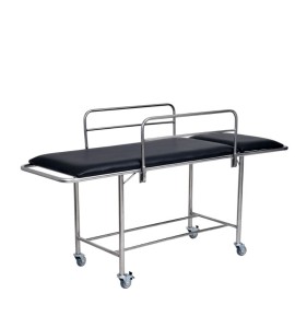 Carro Padiola (Maca) Em Inox Com Estofado Preto e Par de Grades S-0400-B