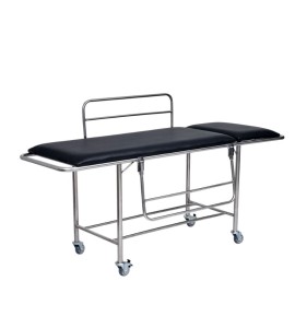 Carro Padiola (Maca) Em Inox Com Estofado Preto e Par de Grades S-0400-B