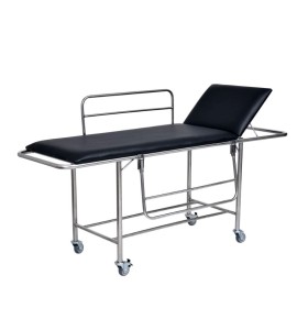 Carro Padiola (Maca) Em Inox Com Estofado Preto e Par de Grades S-0400-B