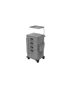 Carro De Medicação/Emergência Cinza Epóxi C/3 Gavetas Standart S-8624