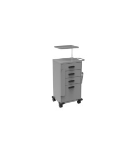 Carro De Medicação/Emergência Cinza Epóxi C/3 Gavetas Standart S-8624