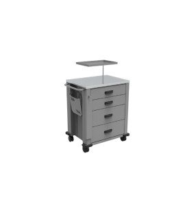 Carro De Medicação/Emergência Cinza Epóxi C/4 Gavetas S-8628