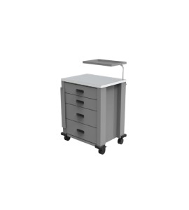 Carro De Medicação/Emergência Cinza Epóxi C/4 Gavetas S-8628