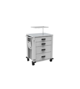 Carro De Medicação/Emergência Branco Epóxi C/4 Gavetas S-8629
