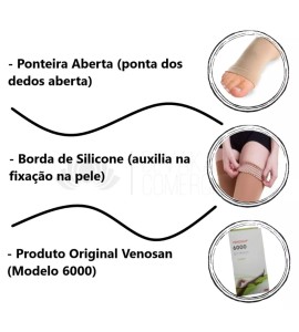 Meia 7/8 Média Compressão 20-30mmhg 6000 Unissex Pont.Aberta Tam: M - Venosan